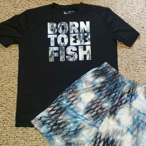 Boys under armour shirt/short set mixed sizes